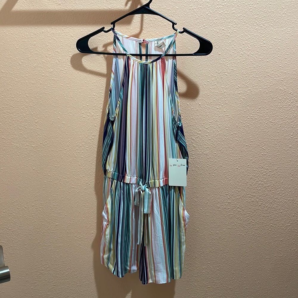 Multicolor romper with open back